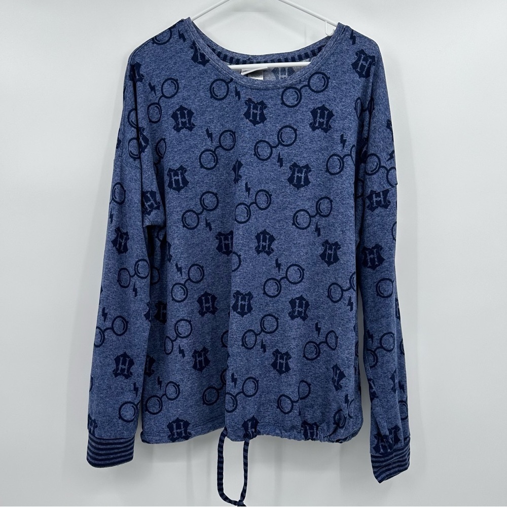 Harry Potter Top Women Large Blue Long Sleeve Cozy Lightweight Sleepwear Comfy